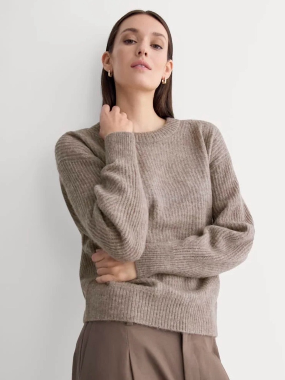 Everlane The Cocoon Crew in Alpaca, Taupe Melange - Size Medium - Picture 12 of 12